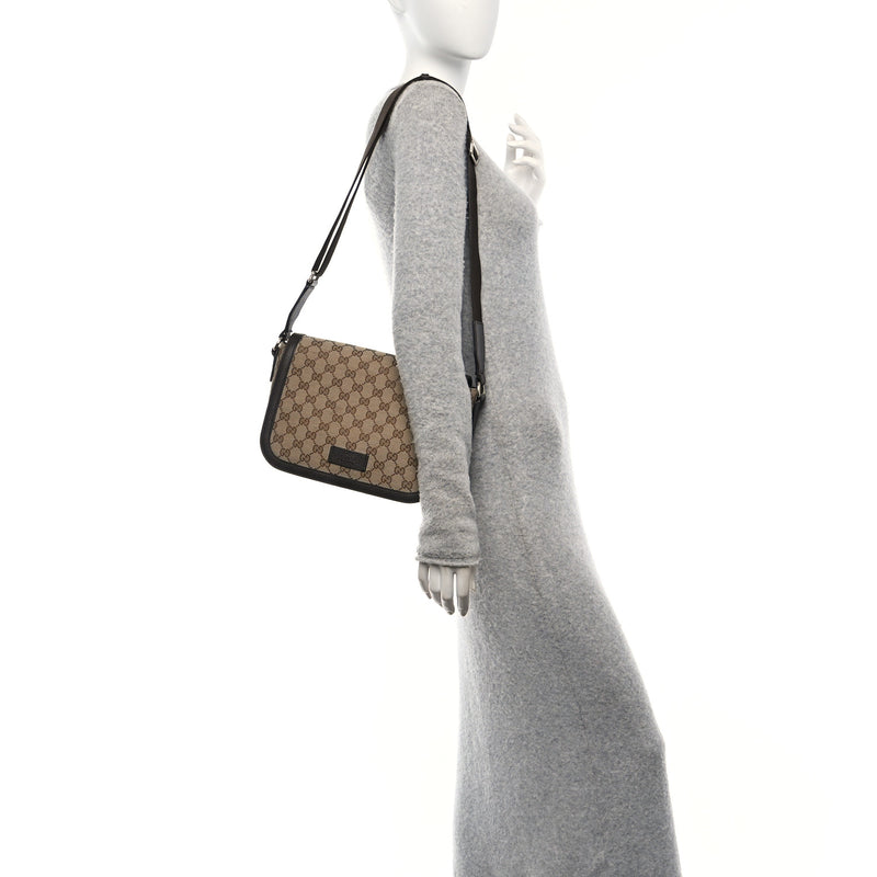 Gucci Flap Messenger Bag Beige Dark