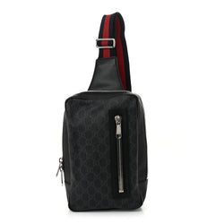 Gucci Gg Supreme Web Belt Bag Black Grey