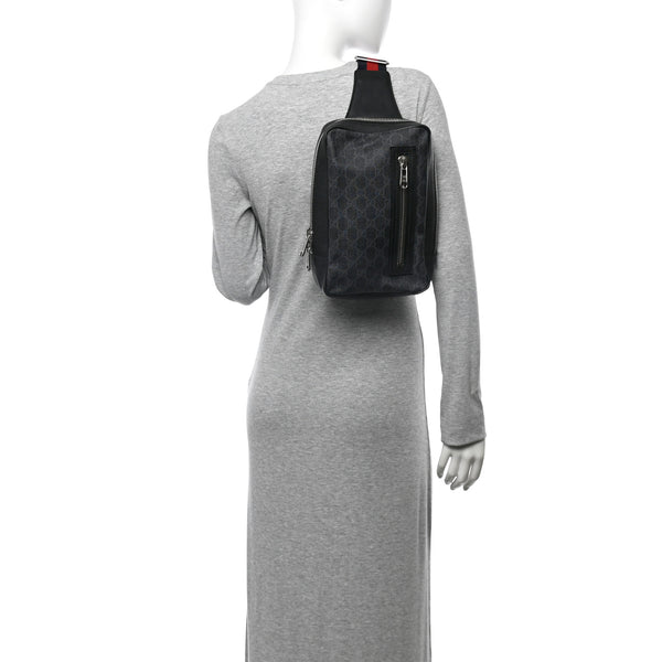 Gucci Gg Supreme Web Belt Bag Black Grey