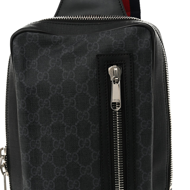 Gucci Gg Supreme Web Belt Bag Black Grey