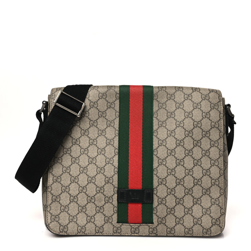 Gucci Gg Supreme Web Flap Messenger Bag