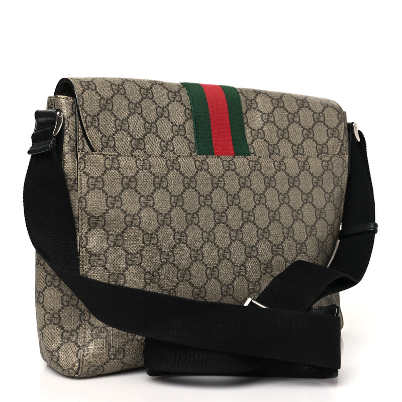 Gucci Gg Supreme Web Flap Messenger Bag