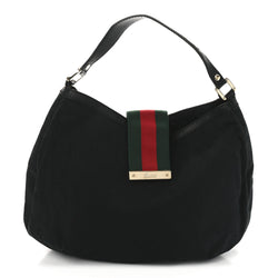 Gucci Large New Ladies Web Hobo Black