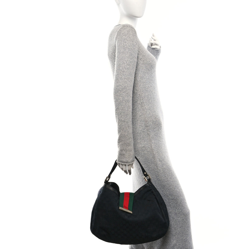 Gucci Large New Ladies Web Hobo Black