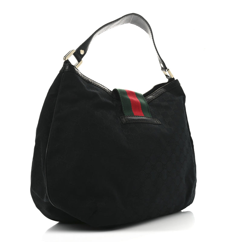Gucci Large New Ladies Web Hobo Black