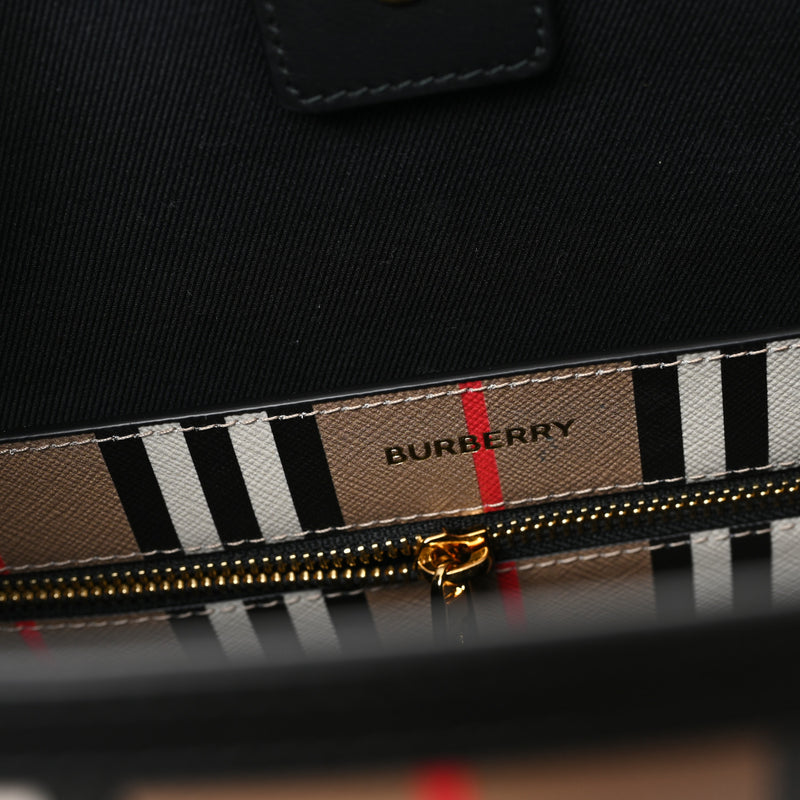 Burberry E-Canvas Stripe Book Tote Tan