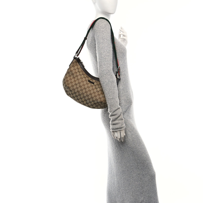 Gucci Web Medium Half Moon Hobo Dark