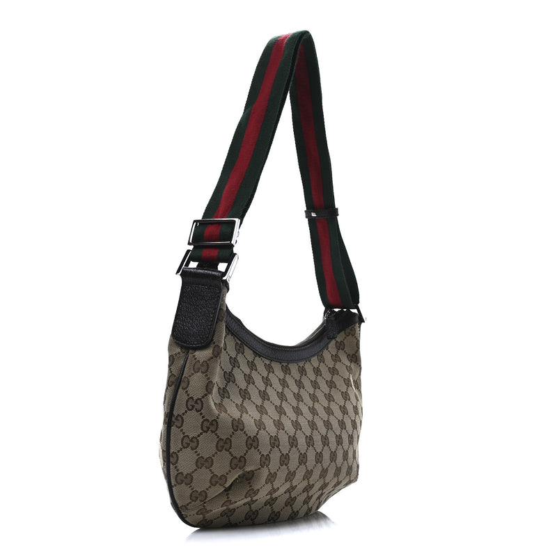 Gucci Web Medium Half Moon Hobo Dark