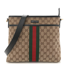 Gucci Gg Web Flat Messenger Bag Black