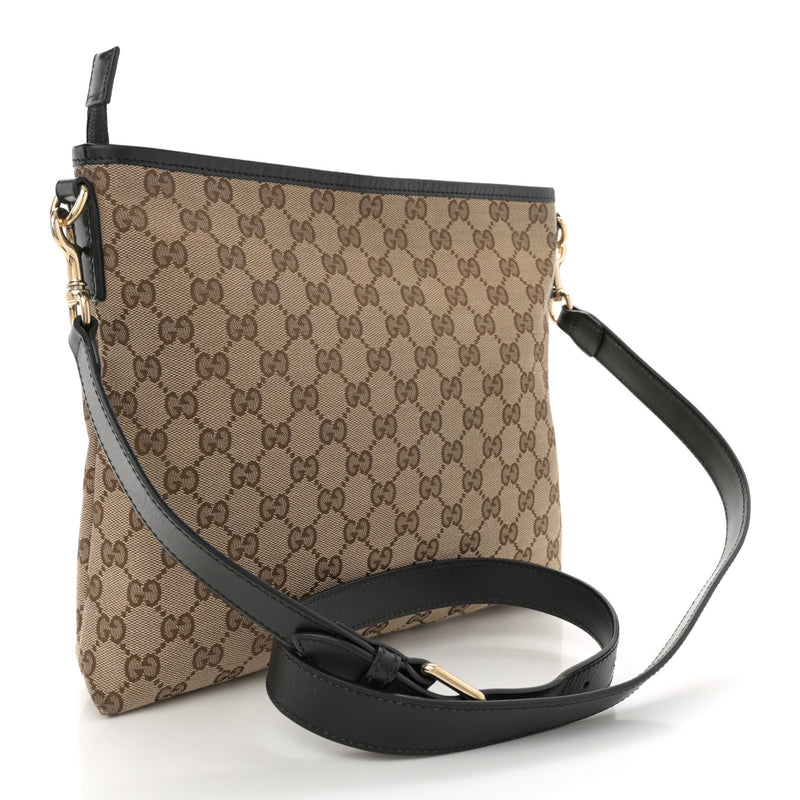 Gucci Gg Web Flat Messenger Bag Black