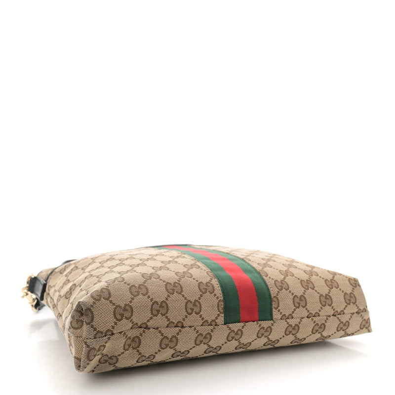 Gucci Gg Web Flat Messenger Bag Black