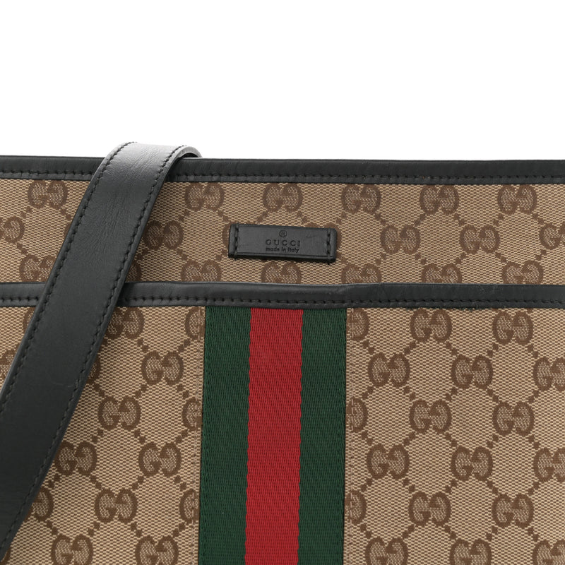 Gucci Gg Web Flat Messenger Bag Black