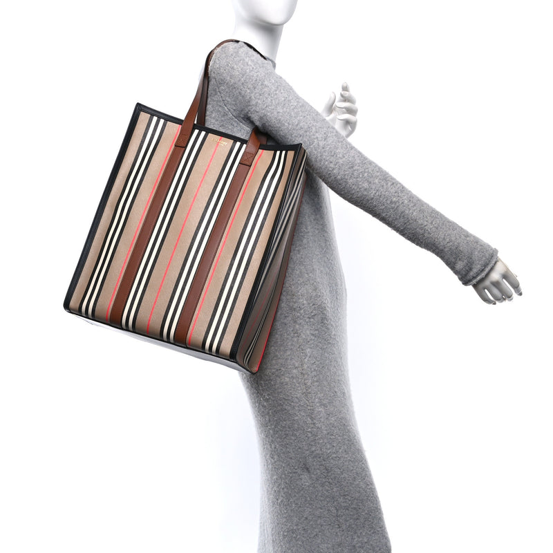 Burberry E-Canvas Stripe Book Tote