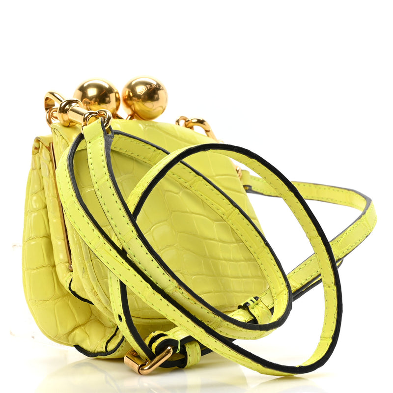 Burberry Alligator Mini Frame Bag Neon