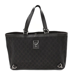 Gucci Denim Large Abbey Tote Dark Brown