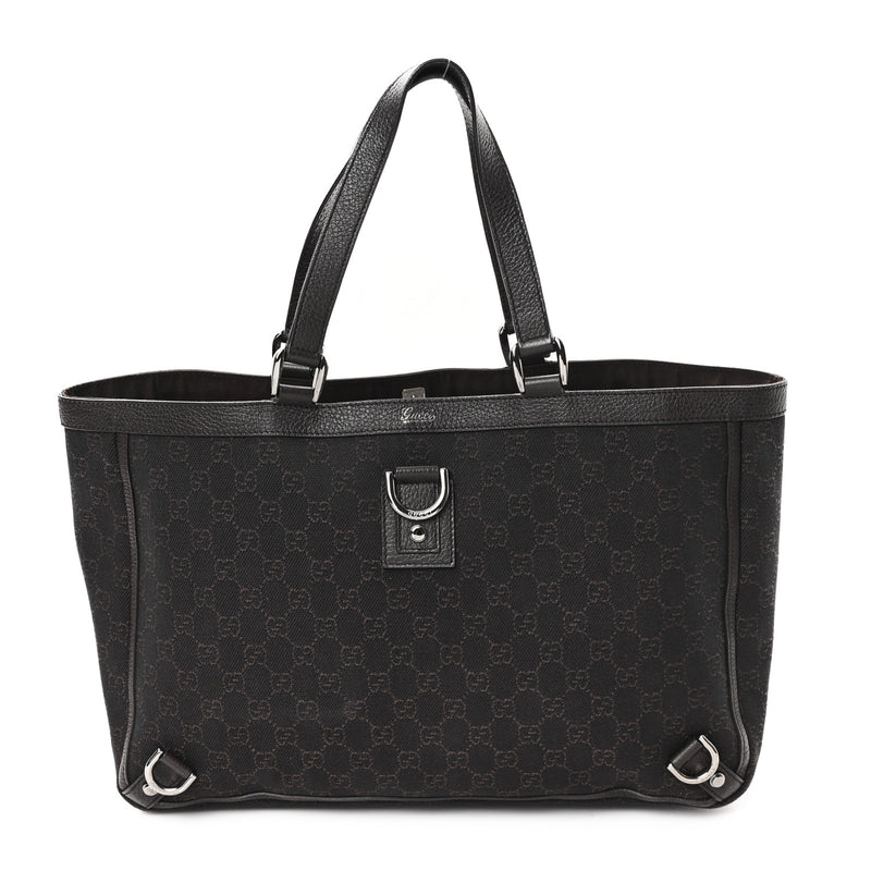 Gucci Denim Large Abbey Tote Dark Brown