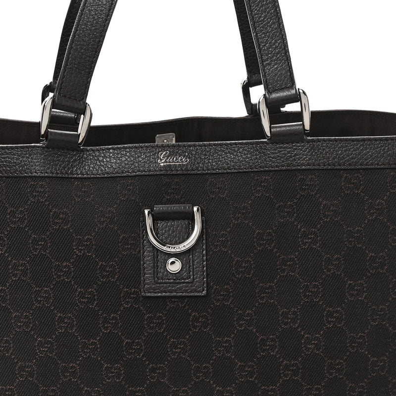 Gucci Denim Large Abbey Tote Dark Brown