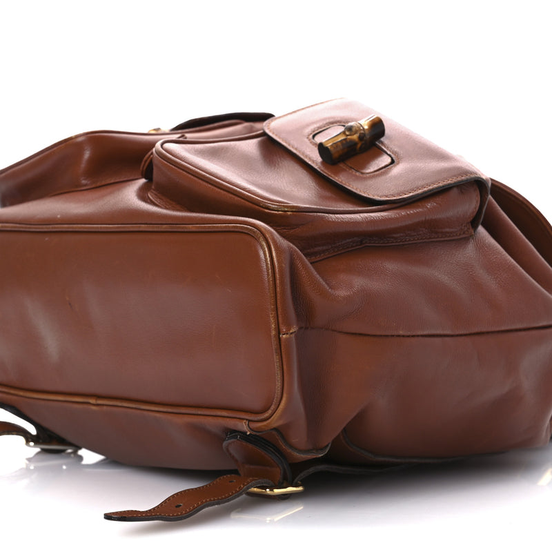 Gucci Calfskin Bamboo Backpack Brown
