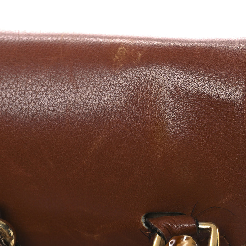 Gucci Calfskin Bamboo Backpack Brown