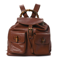 Gucci Calfskin Bamboo Backpack Brown
