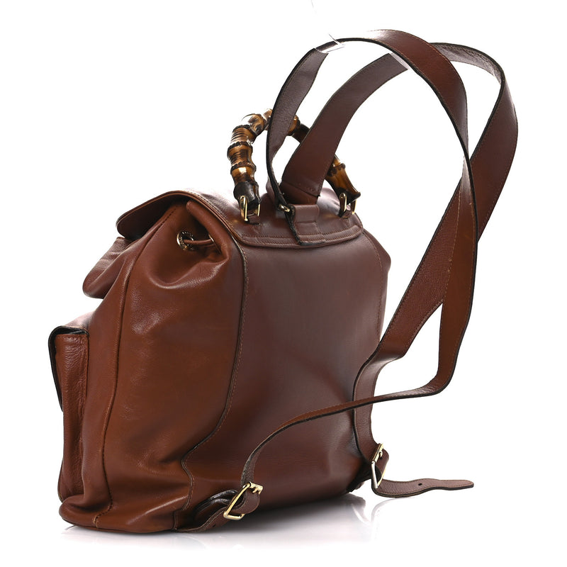 Gucci Calfskin Bamboo Backpack Brown