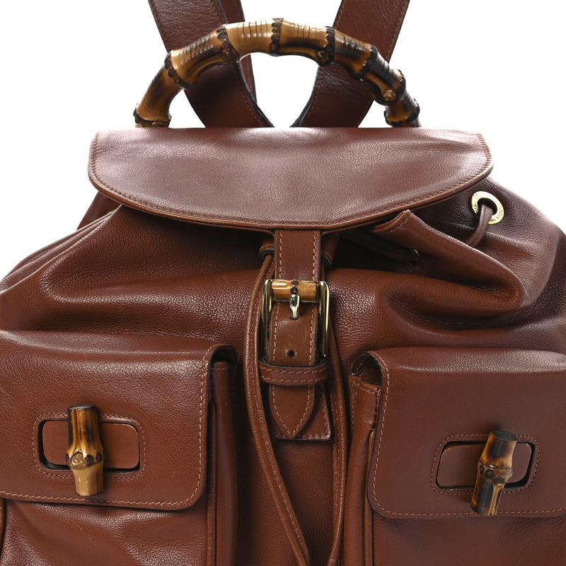 Gucci Calfskin Bamboo Backpack Brown