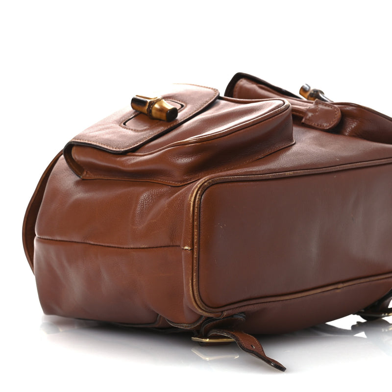 Gucci Calfskin Bamboo Backpack Brown