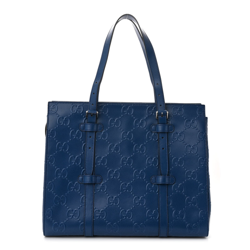 Gucci Calfskin Gg Tennis Embossed Tote