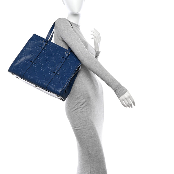 Gucci Calfskin Gg Tennis Embossed Tote