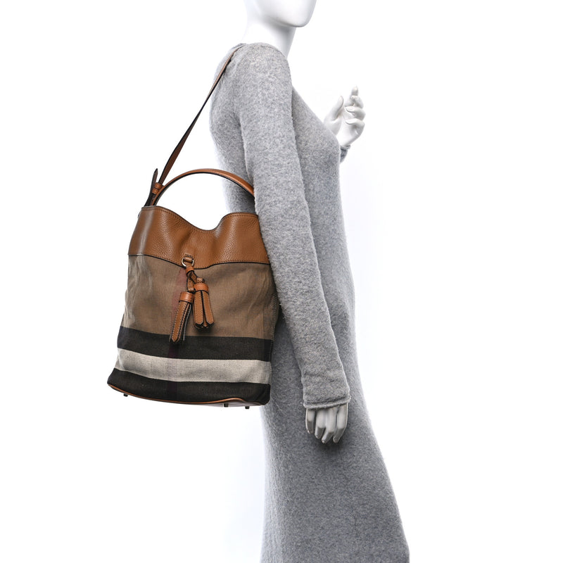Burberry Grainy Calfskin Canvas Mega