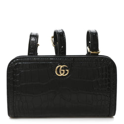 Gucci Crocodile Embossed Arm Bag Black