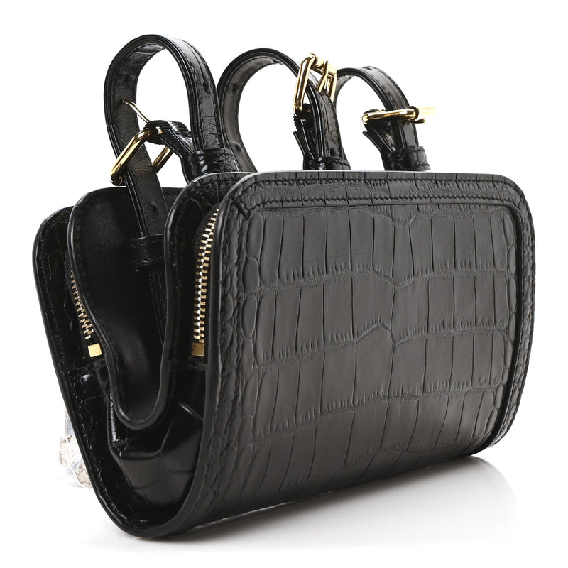 Gucci Crocodile Embossed Arm Bag Black