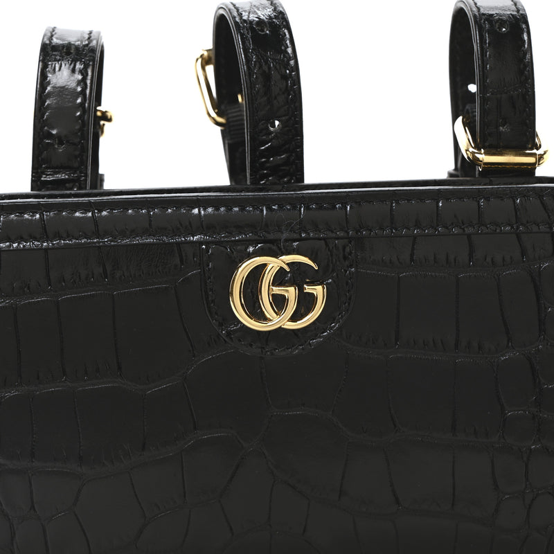 Gucci Crocodile Embossed Arm Bag Black