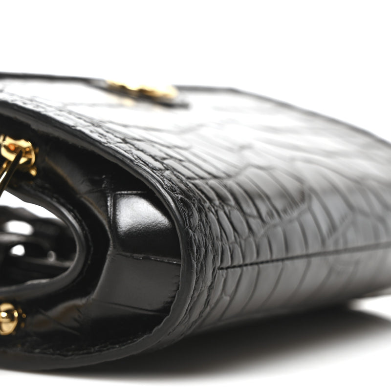 Gucci Crocodile Embossed Arm Bag Black