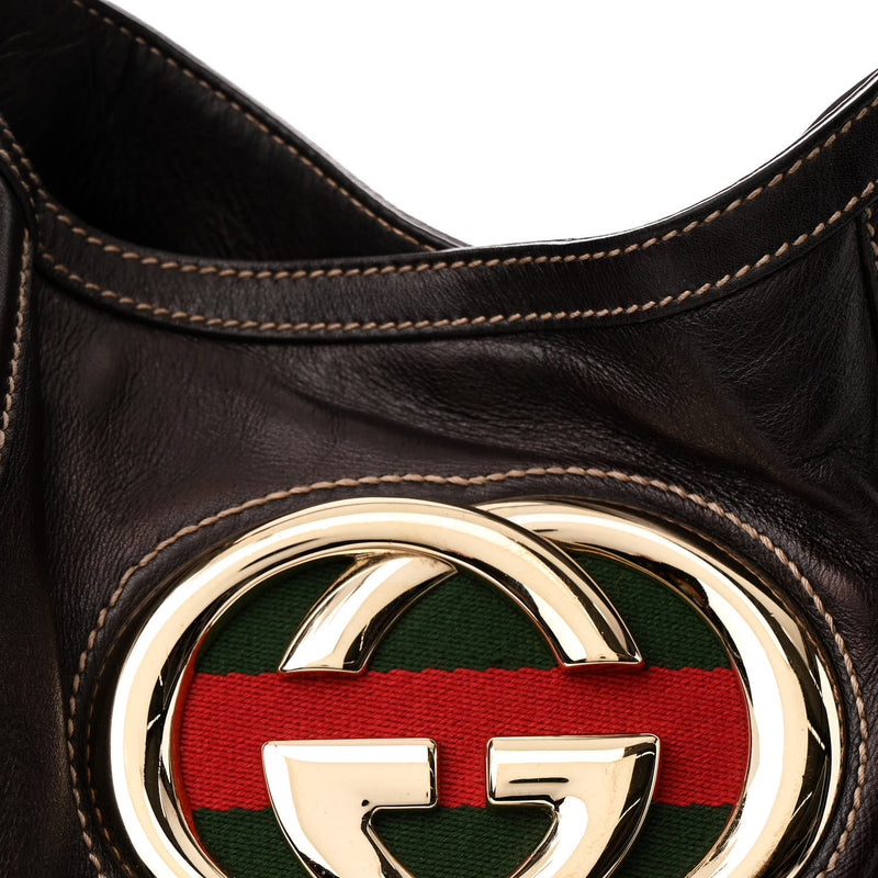 Gucci Calfskin Medium Britt Tote Dark