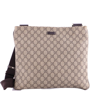 Zip Top Messenger Bag Gg Coated Canvas