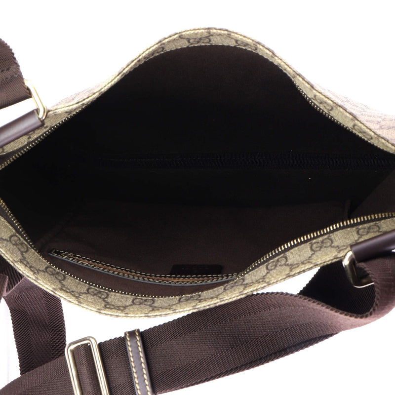 Zip Top Messenger Bag Gg Coated Canvas