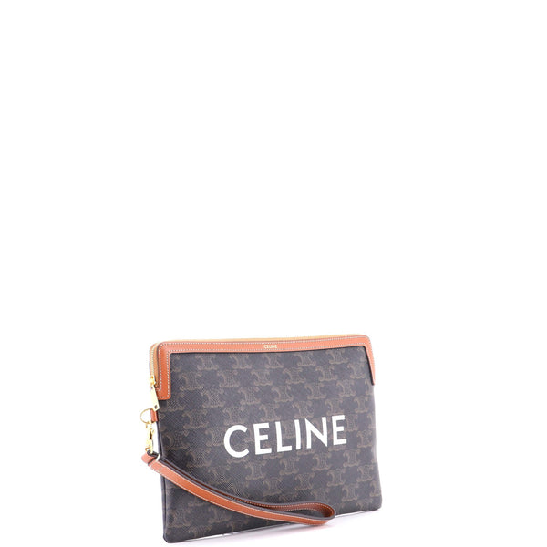 Logo Zip Wristlet Pouch Triomphe Coated