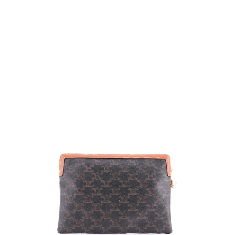 Logo Zip Wristlet Pouch Triomphe Coated