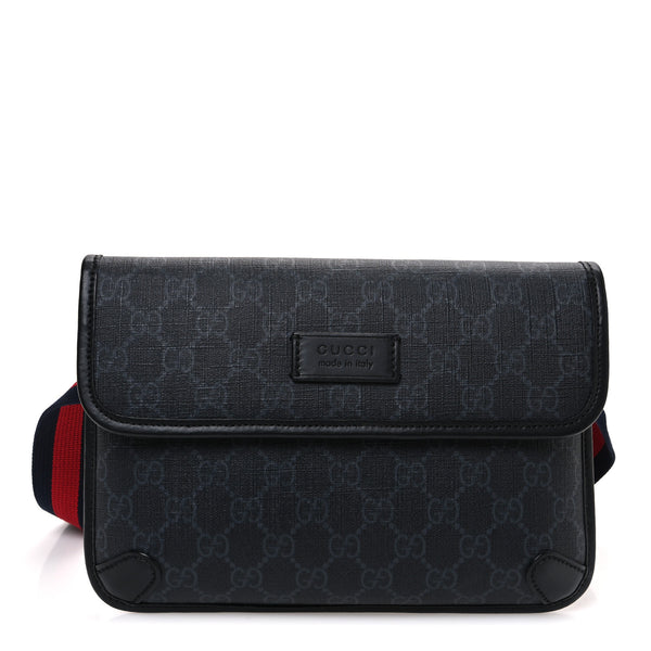 Gucci Gg Supreme Web Slim Belt Bag Black