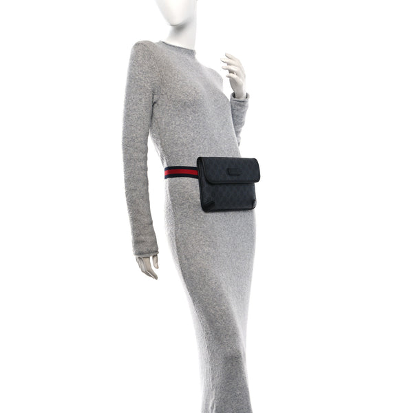 Gucci Gg Supreme Web Slim Belt Bag Black