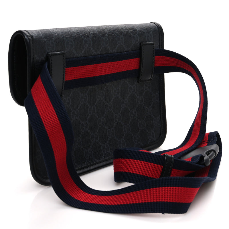 Gucci Gg Supreme Web Slim Belt Bag Black
