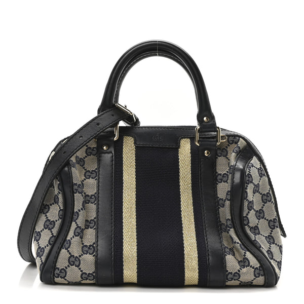 Gucci Vintage Web Small Boston Navy