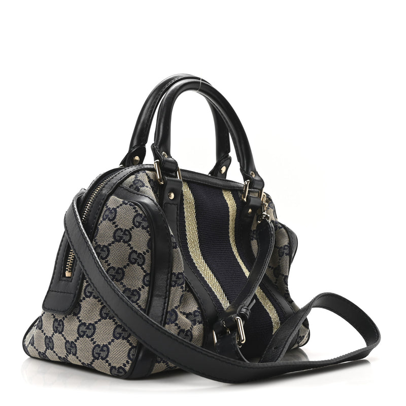 Gucci Vintage Web Small Boston Navy