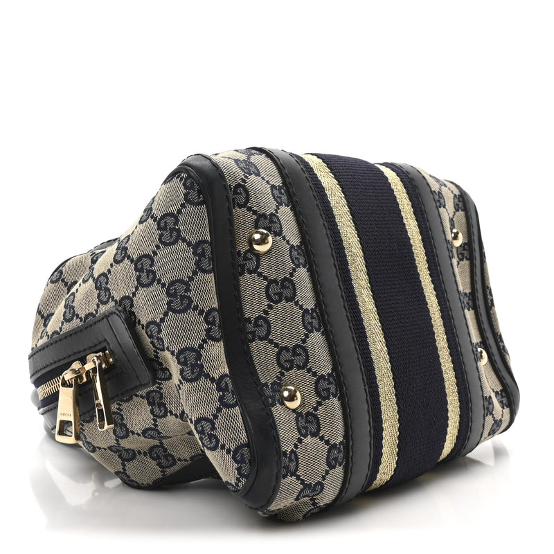Gucci Vintage Web Small Boston Navy