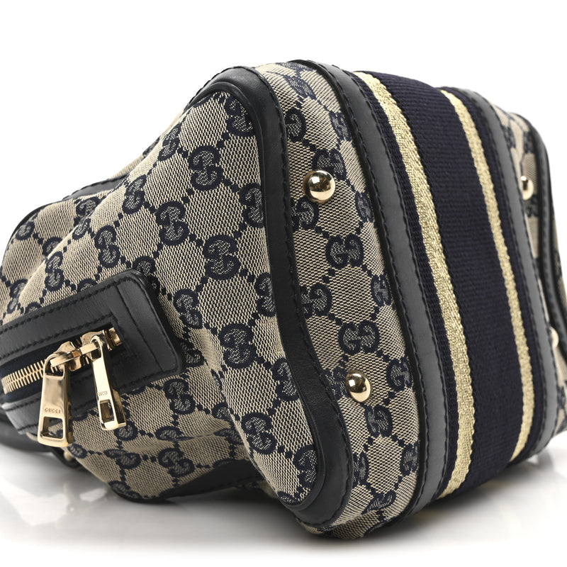 Gucci Vintage Web Small Boston Navy