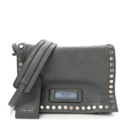 Prada Glace Calf Studded Etiquette Flap