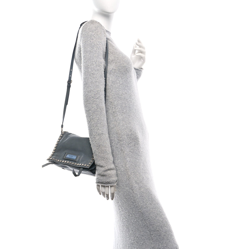 Prada Glace Calf Studded Etiquette Flap