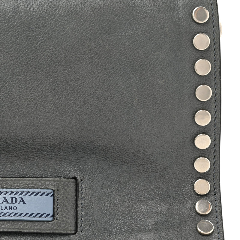 Prada Glace Calf Studded Etiquette Flap