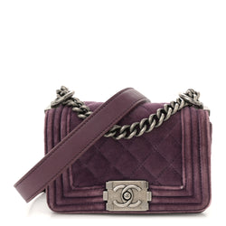 Chanel Velvet Quilted Mini Boy Flap